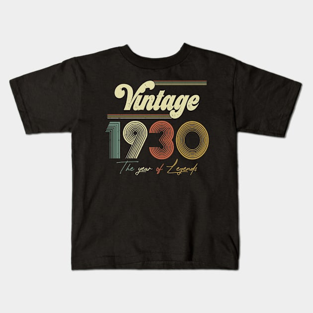 Vintage 1930 Year of Legend 90th Birthday Gift Ideas Kids T-Shirt by for shop